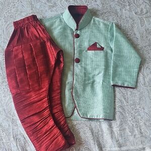 Green and Red Traditional Outfit